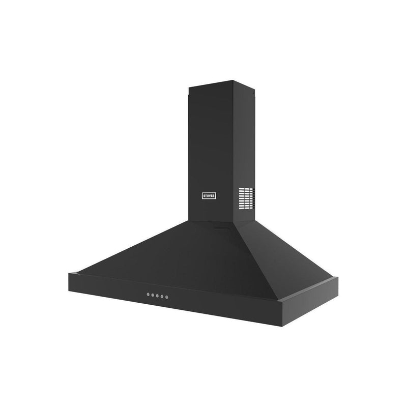 Stoves 100PYR - Black Chimney Cooker Hood - 760m3/h Max Extraction - A+ Energy