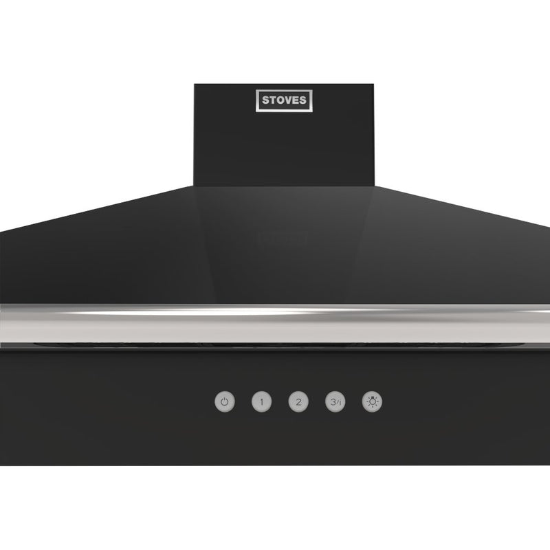 Stoves Richmond 90PYR - Black 90cm Chimney Cooker Hood - 610 m³/h, 3 Speeds + Boost - A+ Energy