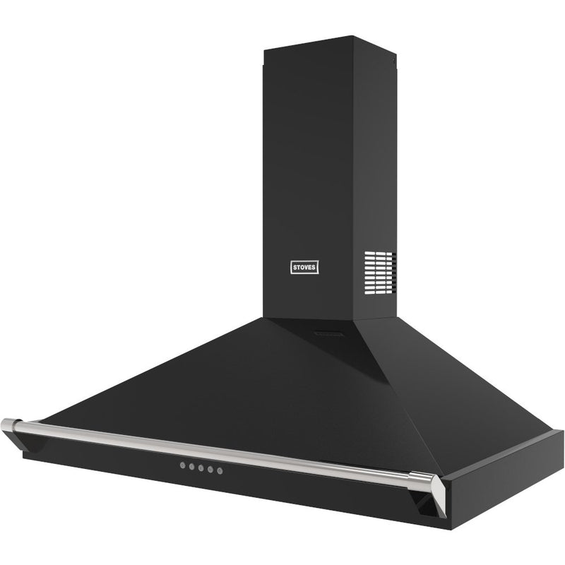 Stoves Richmond 90PYR - Black 90cm Chimney Cooker Hood - 610 m³/h, 3 Speeds + Boost - A+ Energy