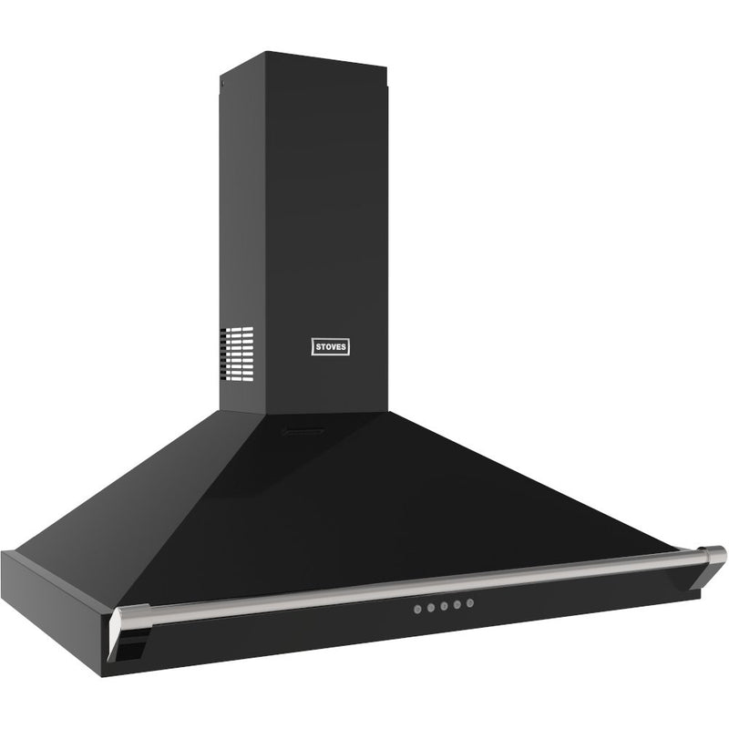 Stoves Richmond 90PYR - Black 90cm Chimney Cooker Hood - 610 m³/h, 3 Speeds + Boost - A+ Energy