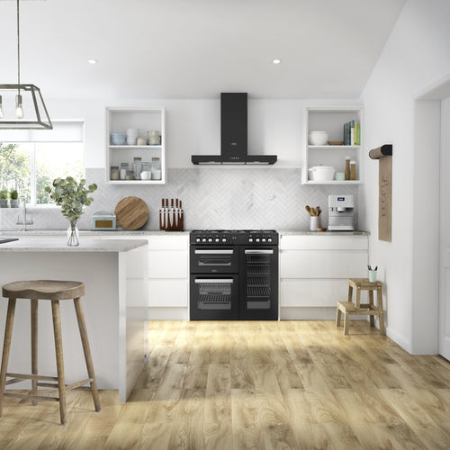 Belling RCA COOKCENTRE 90DF - Black Range Cooker - 174L - 5 Burners - Dual Fuel - A Rated