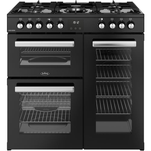 Belling RCA COOKCENTRE 90DF - Black Range Cooker - 174L - 5 Burners - Dual Fuel - A Rated