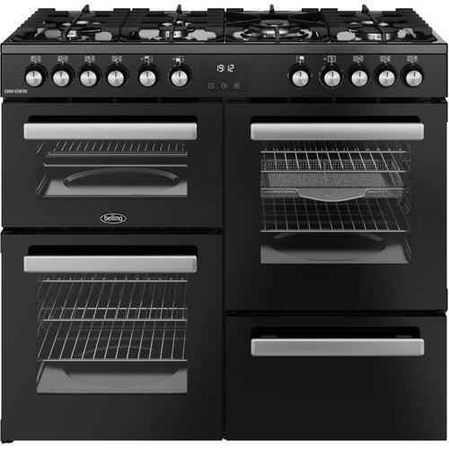 Belling RCA COOKCENTRE 100DF - Black 100cm Dual Fuel Range Cooker - 199L Capacity - A Energy Rating