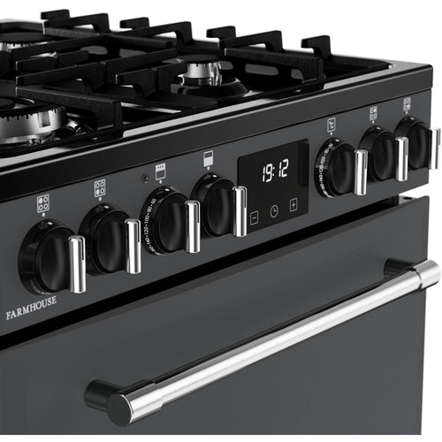 Belling MRA FARMHOUSE 60 - Grey Dual Fuel Cooker - Double Oven, 4 Burners, AirFry - A Energy Rating