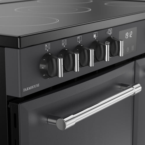 Belling RCA FARMHOUSE 90E AN - Grey 90cm Range Cooker - 2 Ovens, 174L Capacity, 5 Zones, A Energy Rating