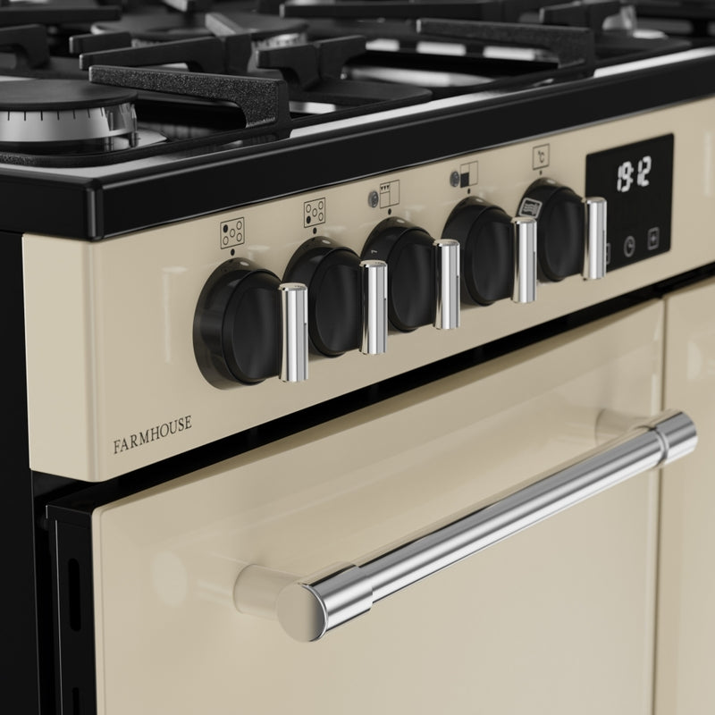 Belling Farmhouse 90DF - Cream 90cm Dual Fuel Range Cooker - 174L Capacity - A Energy Rating