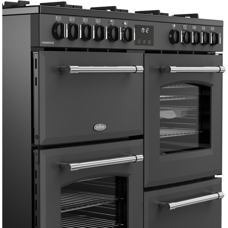 Belling Farmhouse 100DF - Grey 100cm Dual Fuel Range Cooker - 199L - A energy