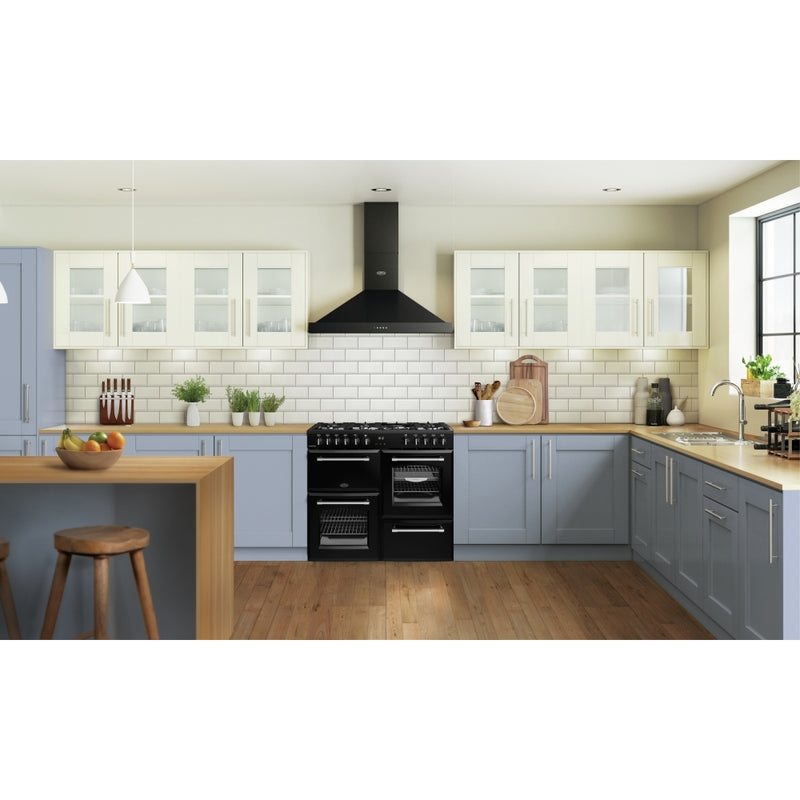 Belling Farmhouse 100DF - Black 100cm Dual Fuel Range Cooker - 199L Capacity - A Rated