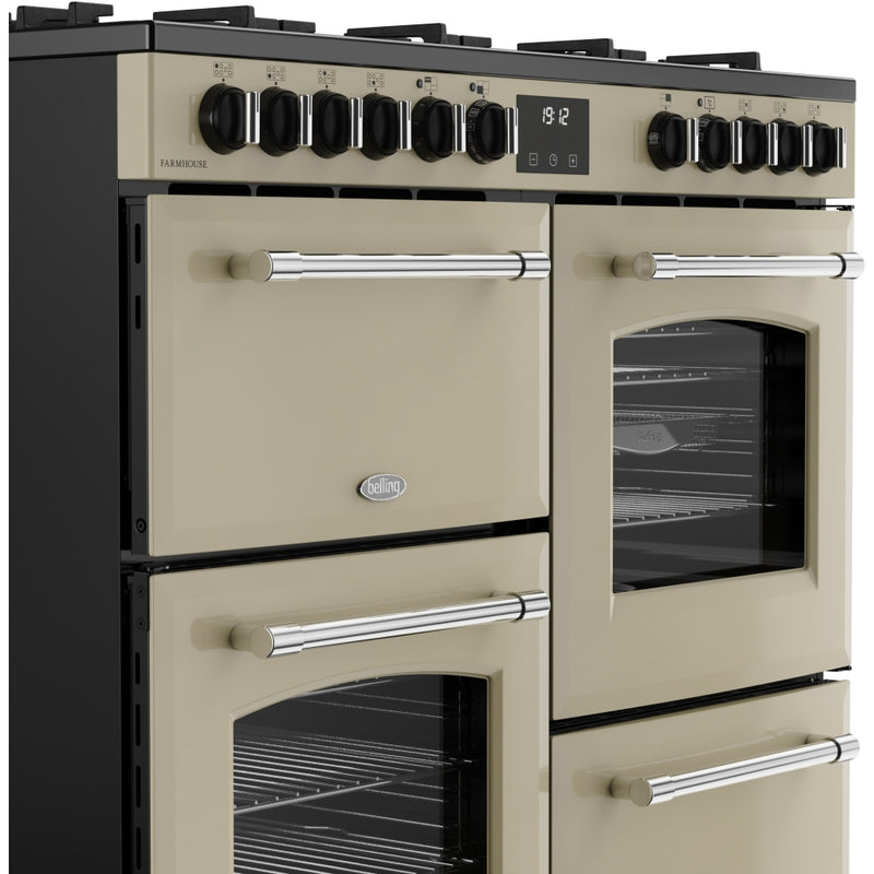 Belling Farmhouse 100DF - Cream 100cm Dual Fuel Range Cooker - 199L Capacity - A Energy Rating