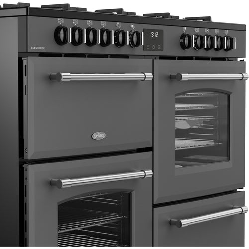 Belling Farmhouse 110 DF - Grey 110cm Dual Fuel Range Cooker - 157L - A Energy Rating