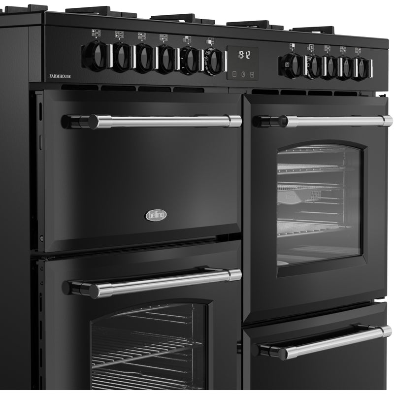 Belling RCA FARMHOUSE 110DF - Black 110cm Dual Fuel Range Cooker - 199L Capacity - A Energy Rating