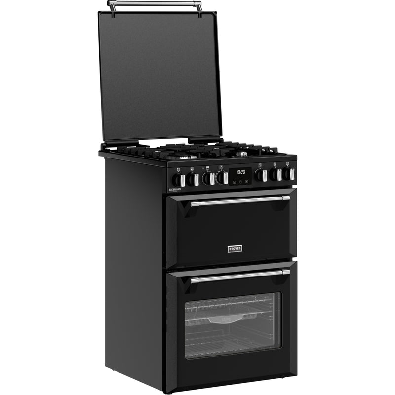 Stoves DX MRA RICH 60DF - Black Dual Fuel Cooker with Double Oven - 4 Cooking Zones - A Energy Rating