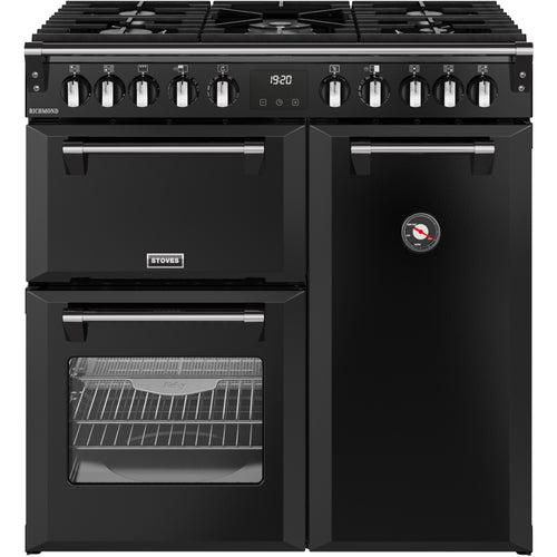 Stoves RCA RICH 90DF BLK - Black 90cm Dual Fuel Range Cooker - 174L - A Energy Rating