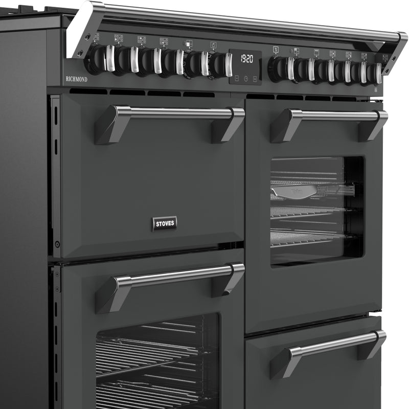 Stoves Richmond 100DF - Grey Dual Fuel 100cm Range Cooker - 196L - Quad Ovens - A Energy Rated