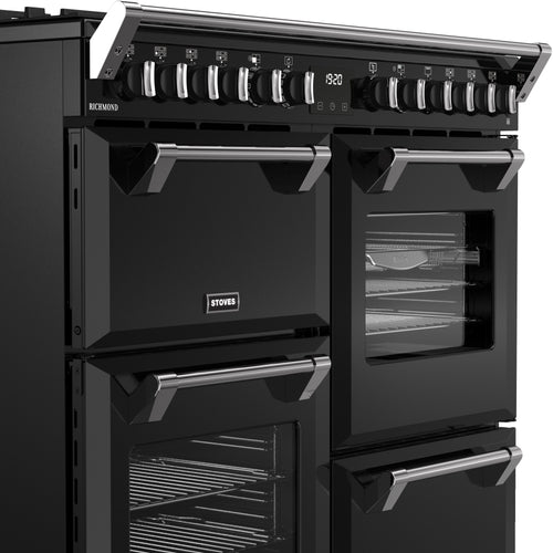 Stoves Richmond 100DF - Black 100cm Dual Fuel Range Cooker - 196L Capacity - A Energy Rating