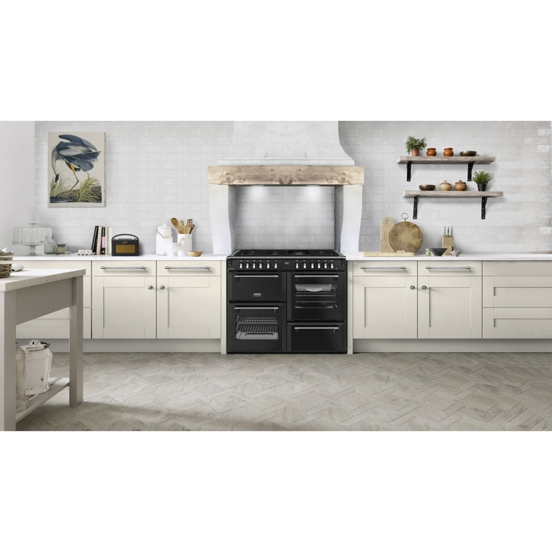 Stoves RCA RICH 110DF BLK - Black 110cm Dual Fuel Range Cooker - 196L Quad Oven - A Energy Rating