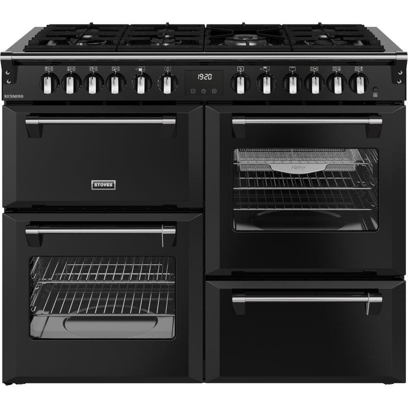 Stoves RCA RICH 110DF BLK - Black 110cm Dual Fuel Range Cooker - 196L Quad Oven - A Energy Rating