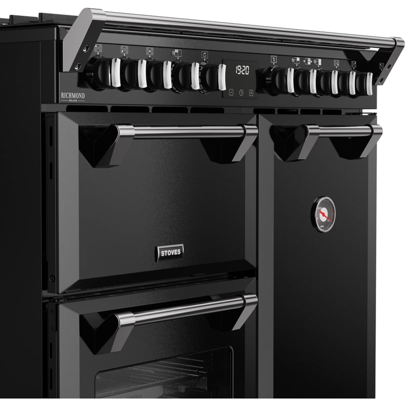 Stoves DX RCA RICH 90DF BLK - Black 90cm Dual Fuel Range Cooker - 5 Burners, 174L Quad Oven, A Energy Rated