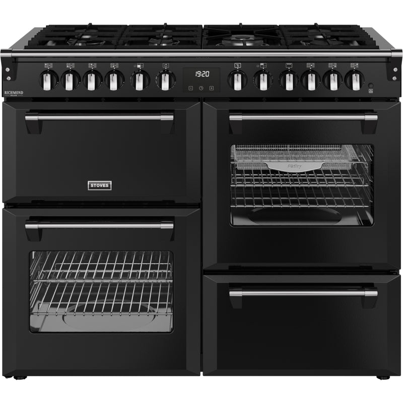 Stoves DX RCA RICH 110DF BLK - Black 110cm Dual Fuel Range Cooker - 196L Capacity - A Energy Rating