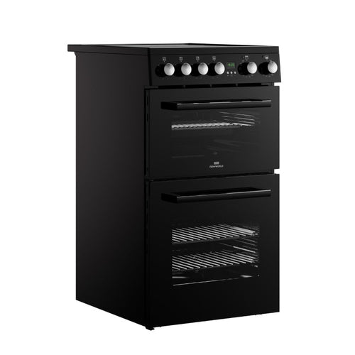 New World 444412056 - Black 50cm Electric Cooker - Double Oven - A energy