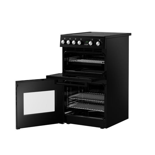 New World 444412056 - Black 50cm Electric Cooker - Double Oven - A energy