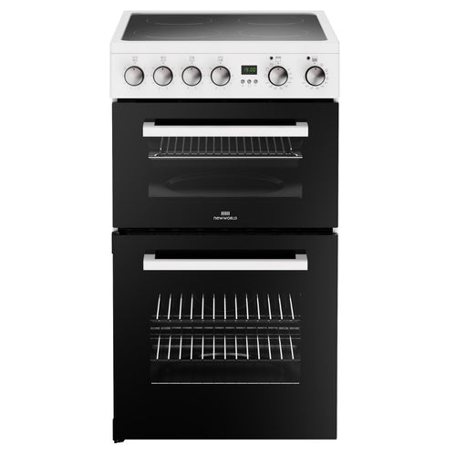 New World 444412057 - White 50cm Electric Cooker - Double Oven - A Energy Rating