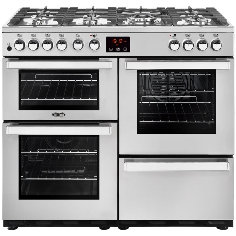 Belling Cookcentre 100DFT Professional - Stainless Steel 100cm Dual Fuel Range Cooker - 7 Zones - A/A energy