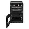 Stoves Richmond 600DF Black - Black Dual Fuel Cooker - 4 Burners, Double Oven, 102L Total Capacity - A Energy Rating