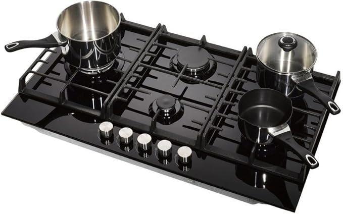 Teknix SCGH751B - Black 5 Zone Gas Hob