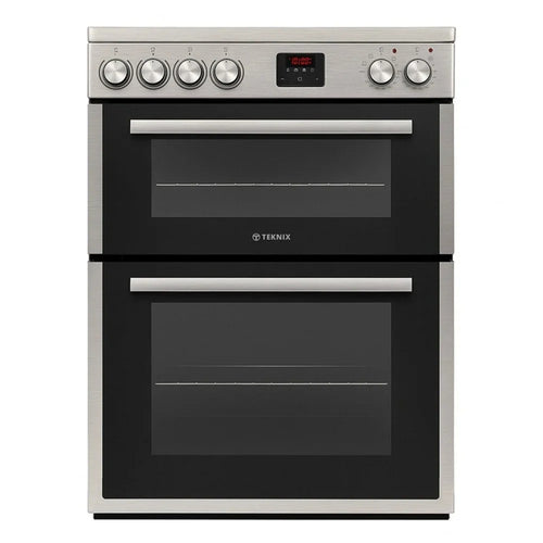Teknix TKED64INDX - Stainless Steel 60cm Induction Double Oven Electric Cooker - 4 Zones, 99L Capacity, A Energy