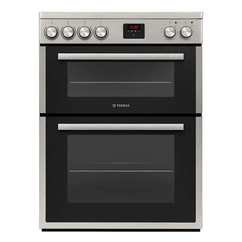 Teknix TKED64INDX - Stainless Steel 60cm Induction Double Oven Electric Cooker - 4 Zones, 99L Capacity, A Energy