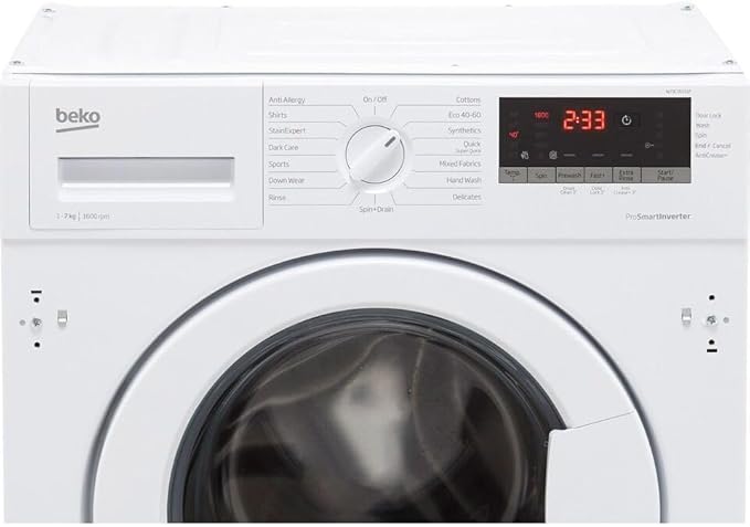 Beko WTIK76151F - White 7KG Integrated Washing Machine - 1600 RPM - C Energy