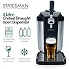 Statesman SKBD500SS - Stainless Steel Beer Dispenser for 5 Litre Kegs - Draught Pump with Integrated Cooler - 2-12°C Temperature Range