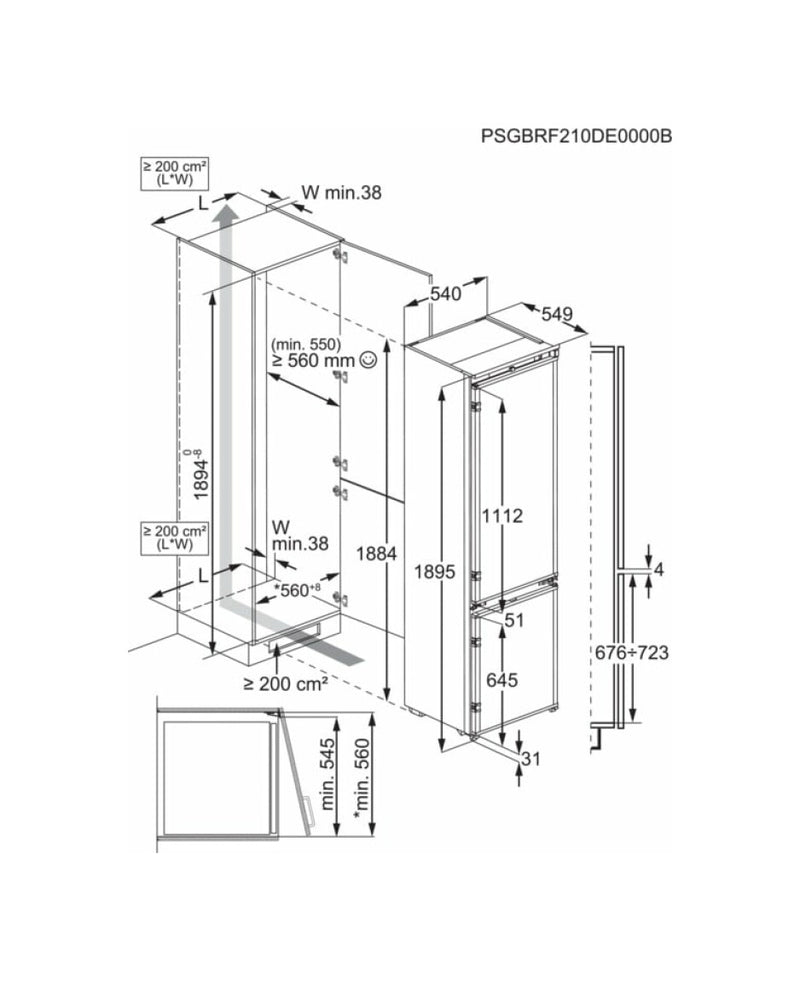 AEG NSC8M191DS - Integrated 70/30 Frost Free Fridge Freezer - D energy