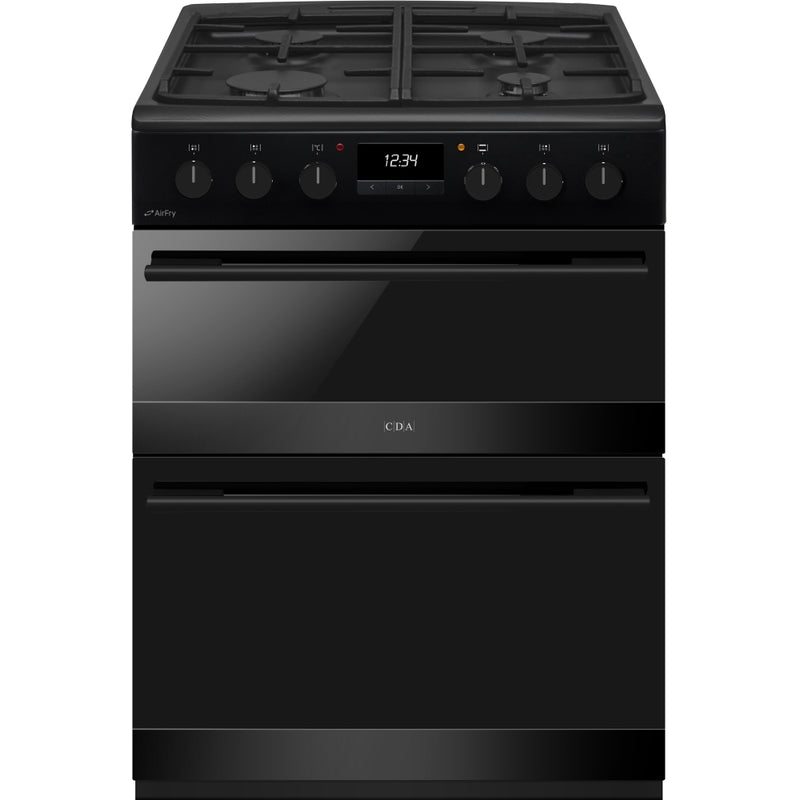 CDA CFD600MB - Matte Black 60cm Freestanding Duel Fuel Cooker - 4 Zone Gas Hob - A/A Energy