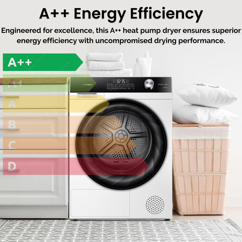 Teknix TK5HP9HW - White 9KG Heat Pump Tumble Dryer - A++ Energy Rating