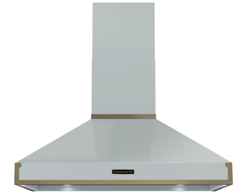 Rangemaster RPREHD100PMSB/AB1 100cm Prestige Cooker Hood - Misty Blue with Antique Brass Trim
