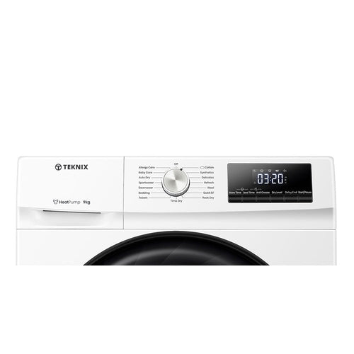 Teknix TKHP9HW - White 9KG Heat Pump Condenser Dryer - E energy - Display