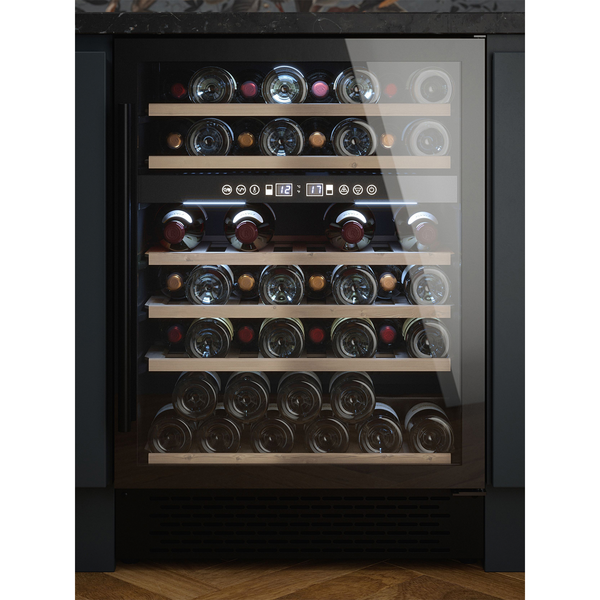 Cata UBBKWC60F - Black 51 Bottle Wine Cooler - Dual Zone - 60cm