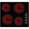 Cata UBCH60KCR.1 - Black 60cm Ceramic Hob - 4 Zone - Knob Control