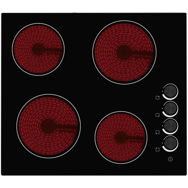 Cata UBCH60KCR.1 - Black 60cm Ceramic Hob - 4 Zone - Knob Control