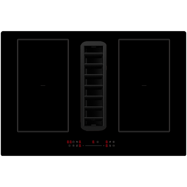 Cata UBDD77CF - Black Glass 77cm Vented Induction Hob - 4 Zone Flex - A+ Energy