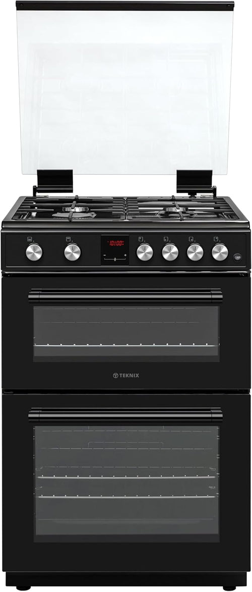 Teknix TKGD60B - Black Double Oven Gas Cooker - 60cm - Energy Rating A
