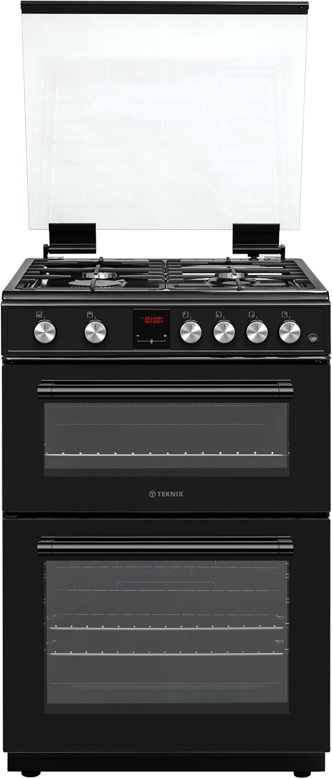 Teknix TKGD60B - Black Double Oven Gas Cooker - 60cm - Energy Rating A