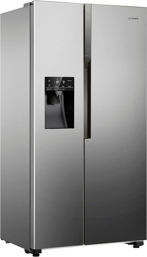 Teknix THSBS1791PLUX Stainless Steel 2 Door Side by Side Fridge Freezer - E rated Plumbed ice+water