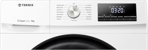 Teknix TKHP9HW - White 9KG Heat Pump Condenser Dryer - E energy - Display
