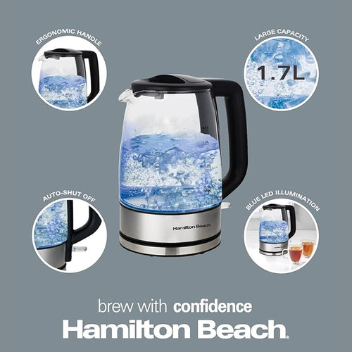 Hamilton Beach HB5826G - Silver 1.7L Kettle - 2200W - LED Illumination