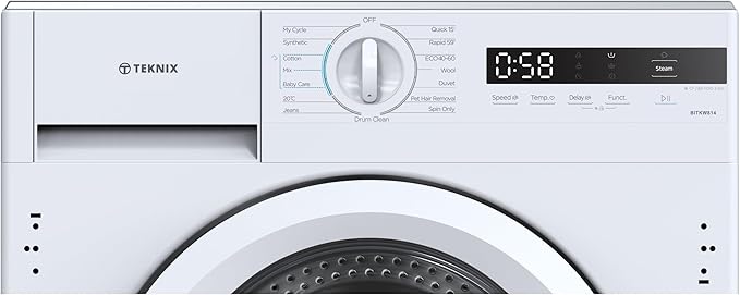 Teknix BITKW814 - White 8KG Integrated Washing Machine - 1400 RPM - A energy - Display