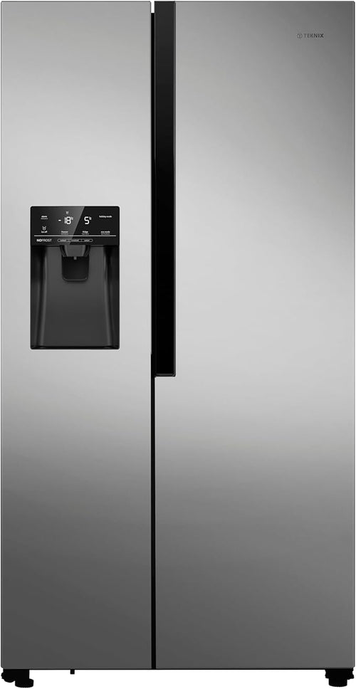 Teknix THSBS1791PLUX Stainless Steel 2 Door Side by Side Fridge Freezer - E rated Plumbed ice+water
