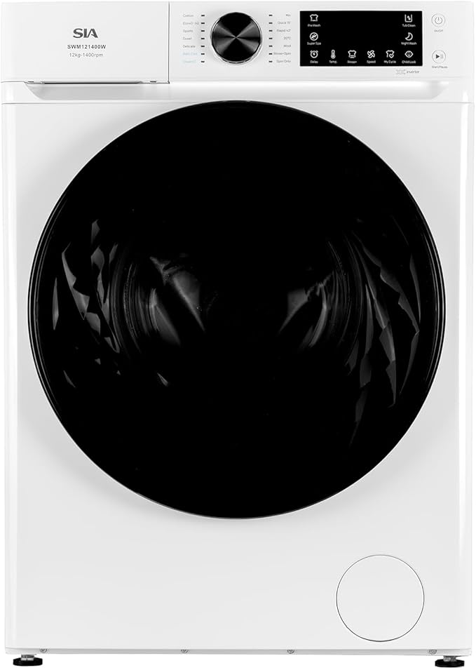 SIA SWM121400W - White 12KG Washing Machine - 1400 RPM - A energy - Display